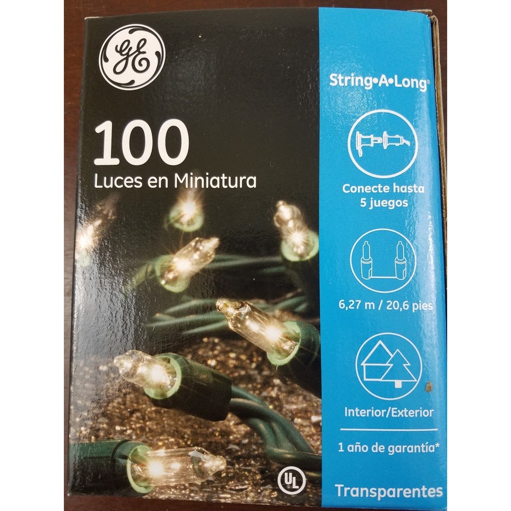 GE StayBright 100ct Clear Mini String Lights Outdoor, Party,Deck,Patio Set Of 10